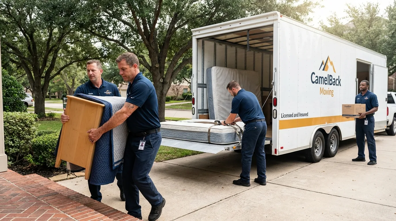 Crew loading residential truck for cross-state move from Murphy, NC
