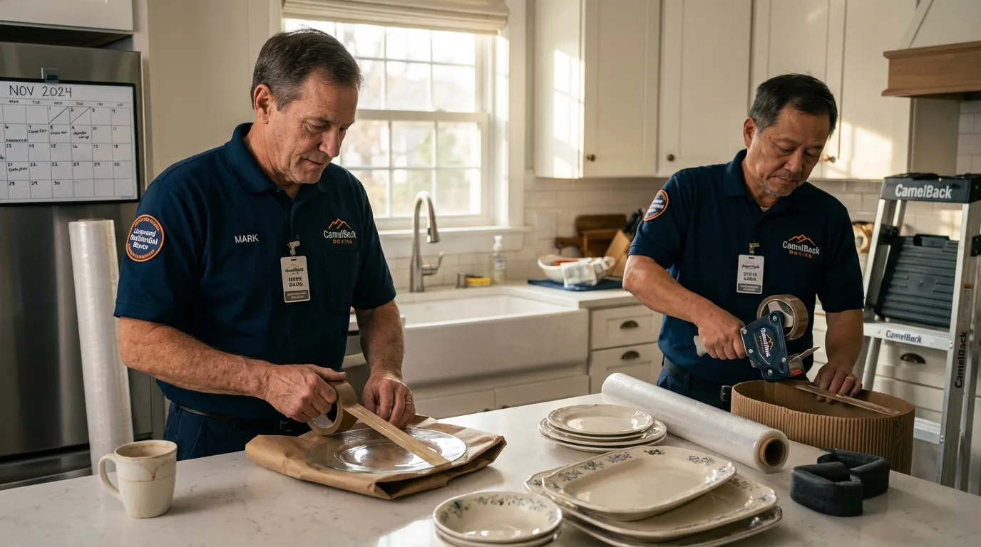 Professional crew packing kitchen dishware in Murphy, NC